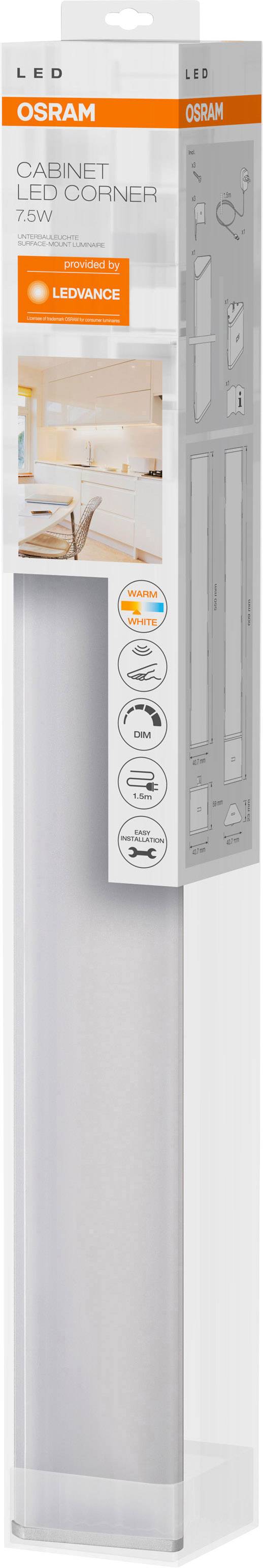 'OSRAM' LED-Unterbauleuchte, energiesparend, geeignet für Küche oder Werkstatt, abgebildet in Verpackung, Langlebigkeit hervorgehoben.