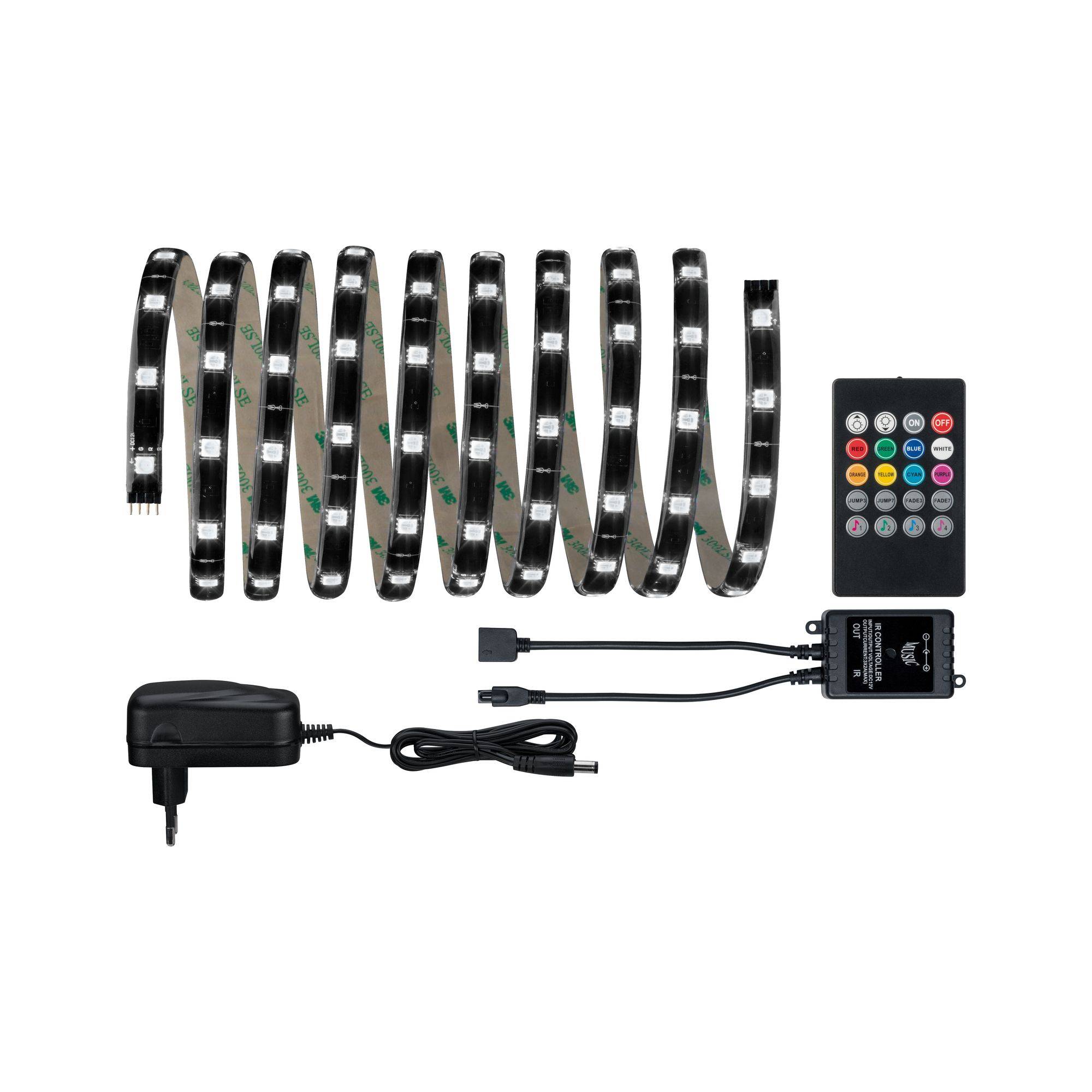 PAULMANN Lights and Sound Comfort 70956 LED-Streifen-Komplettset mit Stecker 12 V 300 cm RGB