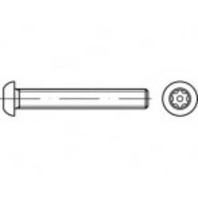 Technische Zeichnung einer Schraube mit Torx-Antrieb, Ansicht von der Seite und von oben, zeigt Form und Gewinde.