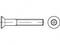 Illustration einer Schraube mit Senkkopf und Innensechsrund (Torx) Antrieb, seitliche und frontale Ansicht.