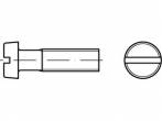 Technische Zeichnung eines Schraubenkopfs von der Seite und oben. Zeigt Form und Gestaltung für Montagezwecke.