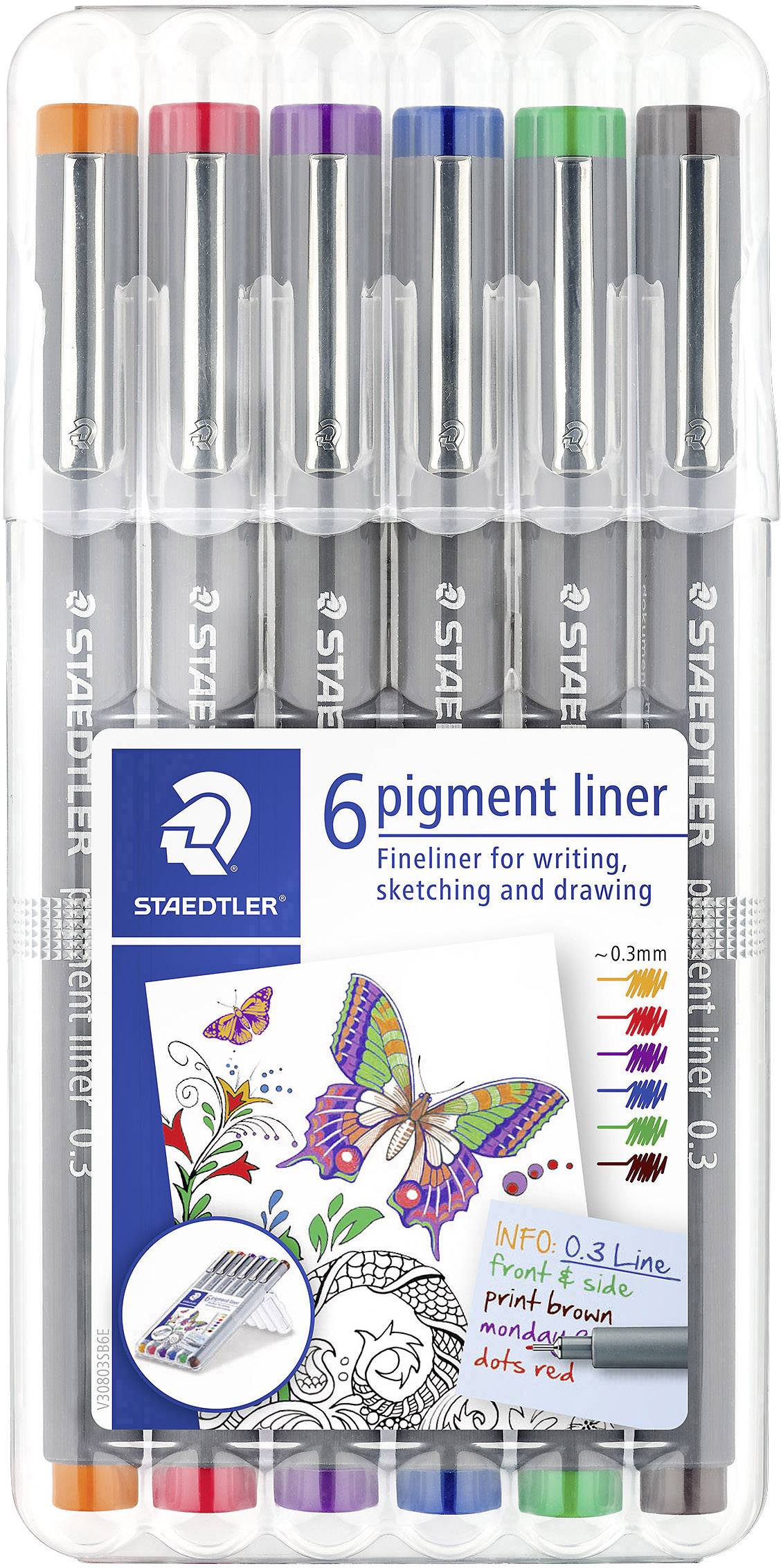 Pigment liner 0,3mm farbig sortiert VE=6 Stück-0