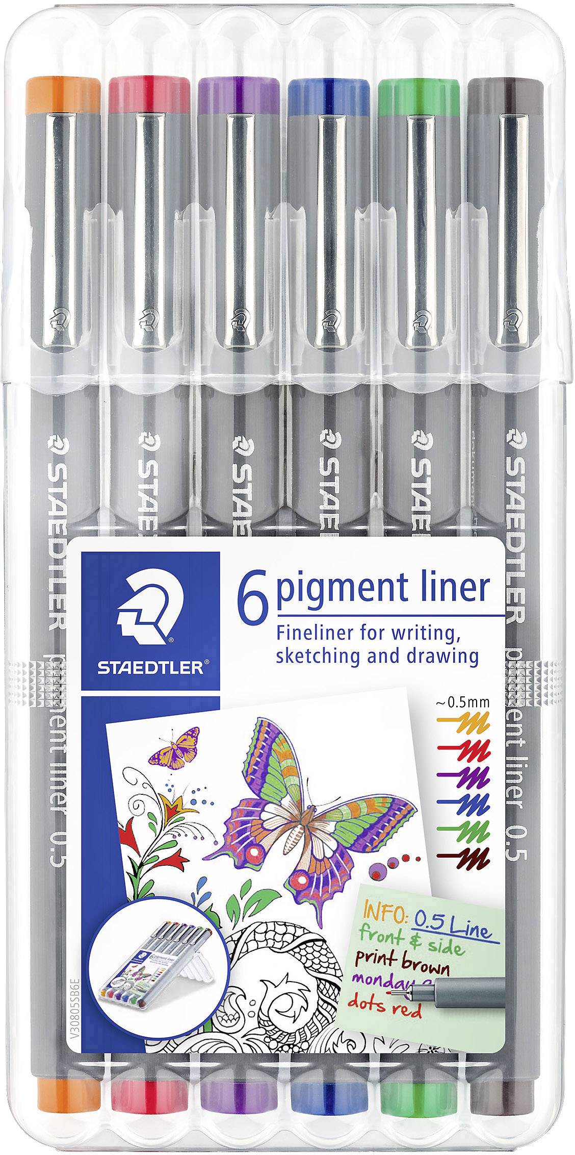 Pigment liner 0,5mm farbig sortiert VE=6 Stück