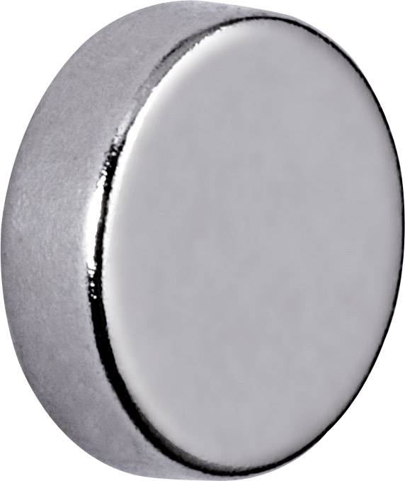 Runder, silberner Magnet mit glatter Oberfläche.