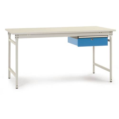 Manuflex BB5237.0002 Beistelltisch BASIS stationär 1000x800x780mm,Platte Kunststoff RAL7035 lichtgrau mit Schubfach RAL5...