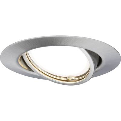 Einbau-LED-Leuchte in gebürstetem Stahl mit schwenkbarem Ring. Ideal für flexible Beleuchtung in modernen Räumen.