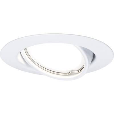 Eine weiße, runde Einbaulampe mit schwenkbarem Innenring, geeignet für gerichtete Beleuchtung in Decken.