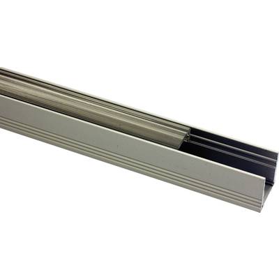 Metallischer Schienenabschnitt mit seitlicher Öffnung, zeigt Design und Materialoberfläche, möglicherweise Teil eines größeren Bauteils.