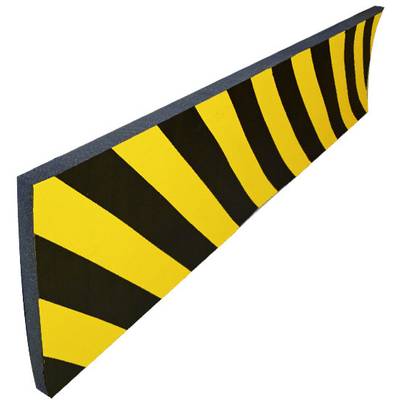 Gelb-schwarze Sicherheitsmarkierung, die eine Abschrägung zeigt. Sie dient zur Warnung vor Hindernissen oder Gefahrenstellen.