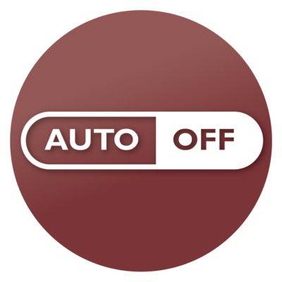 Rotes kreisförmiges Symbol mit einem Schalter, der von 'AUTO' auf 'OFF' gestellt ist.