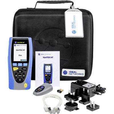 Tragbare Netzwerktester-Set 'NavTEK NT' von Ideal Networks, inklusive Gerät, Transporttasche, Netzteile, Handbuch und Kabel.
