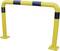 Gelbes Sicherheitsgeländer mit schwarzen Streifen, freistehend, zur Absicherung von Bereichen oder zur Leitung von Personenverkehr.