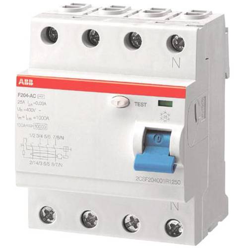 Thumbnail - ABB 2CSF204123R1630 F204A-63/0,03L FI-Schutzschalter A 4polig 63 A 0.03 A 230 V