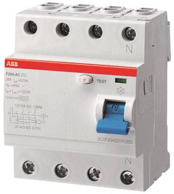 ABB 2CSF204101R1630 F204A-63/0,03 Fehlerstrom-Schutzschalter  A   4polig 63 A 0.03 A 230 V
