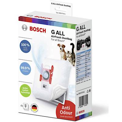 'Staubsaugerbeutel G ALL AirFresh von Bosch, geeignet für alle Bosch-Modelle, mit Anti-Geruch Funktion und aktiver Kohletechnologie.'