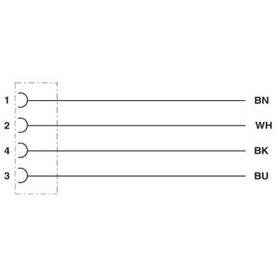 Drahtverbindungen: 1-BN, 2-WH, 4-BK, 3-BU.