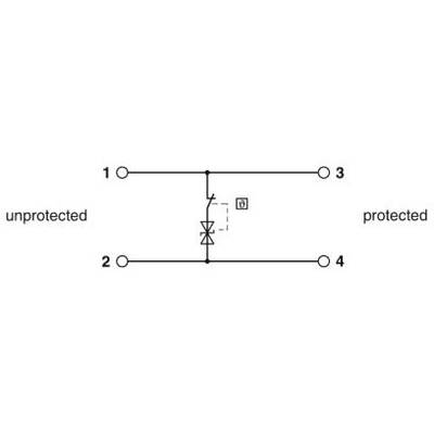 Schutzschaltung mit Diodenkennzeichnung: Links 'unprotected', rechts 'protected'. Dioden schützen Strom vom ungeschützten zum geschützten Bereich.