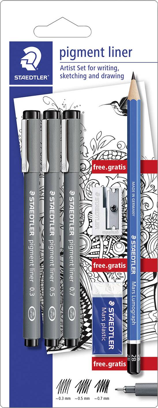 STAEDTLER Fineliner pigment liner 308 SBK3P sw 3 St./Pack. - Artikel: 304658390