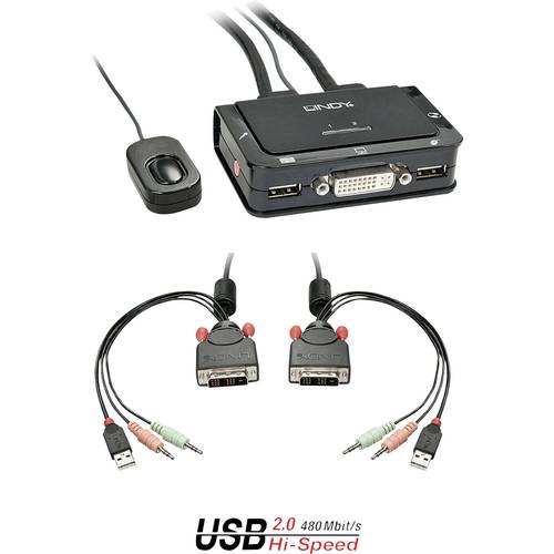 LINDY LINDY DVI KVM Switch 2 Port USB Audio 2 Port KVM-Umschalter