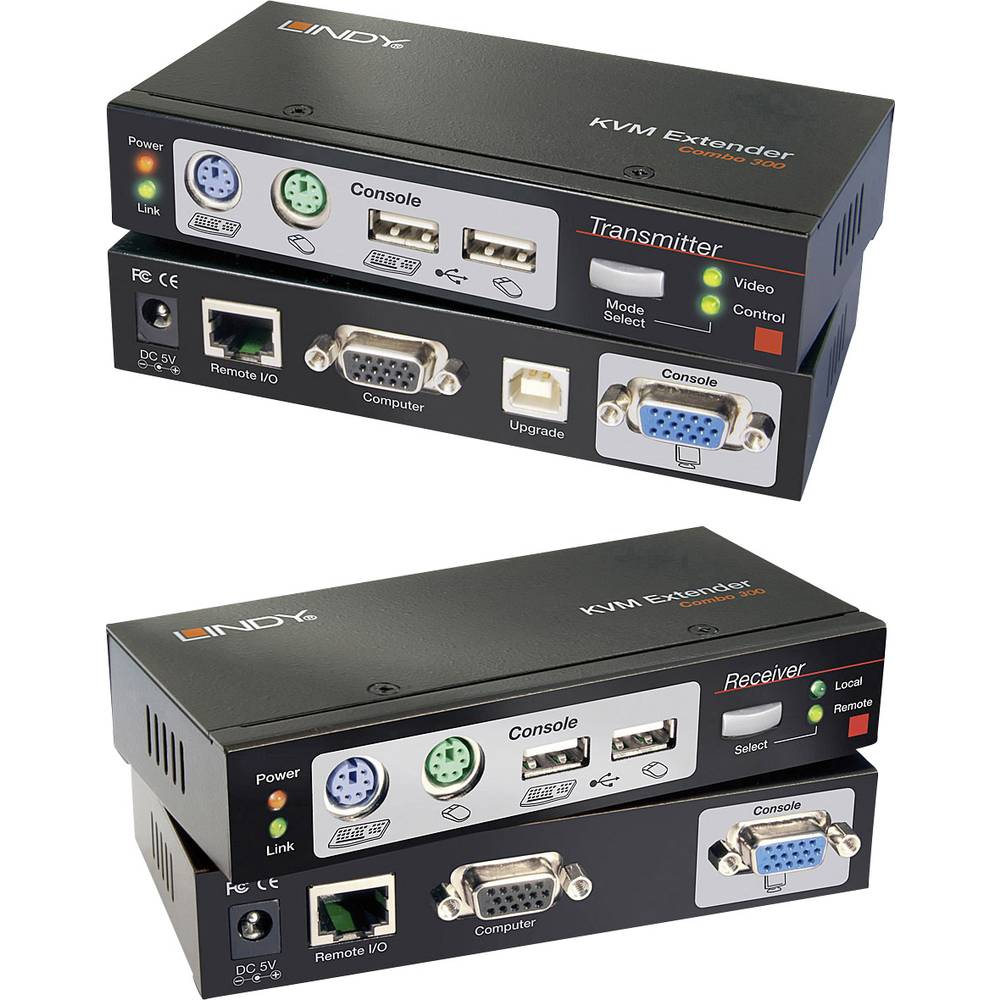 Lindy Ca5 KVM Extend Combo met KVM Switches USB-PS-2 VGA tot 300m (39378)