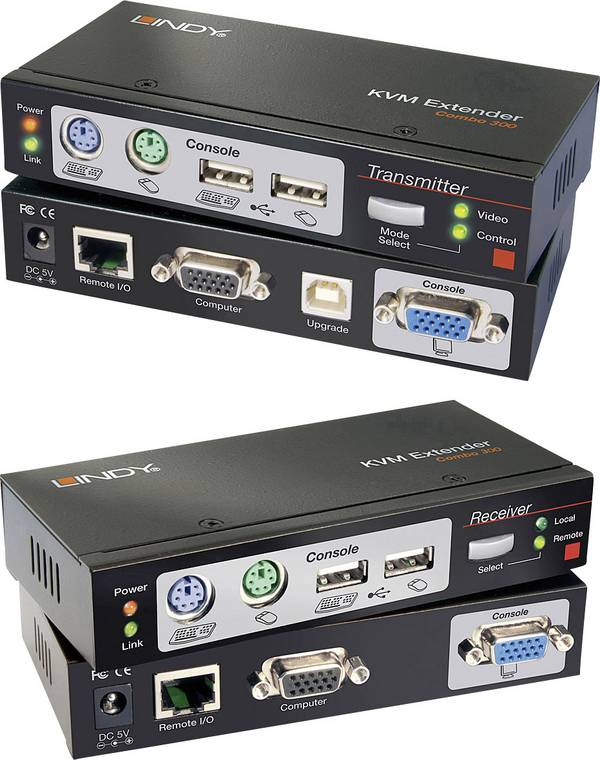 LINDY LINDY Cat.5 KVM Extender Combo 300 PS/2 KVM Extender über Netzwerkkabel RJ45 300 m