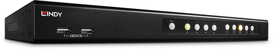 Lindy 32327 4 Port DVI-I Single Link, USB 2.0 & Audio Quad View KVM Switch Pro