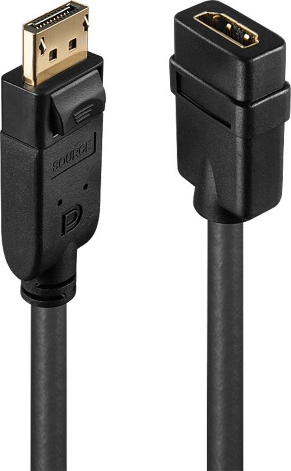 LINDY 41005 HDMI Adapterkabel [1x DisplayPort Stecker - 1x HDMI-Buchse] Schwarz vergoldete Steckkontakte 15.00 cm