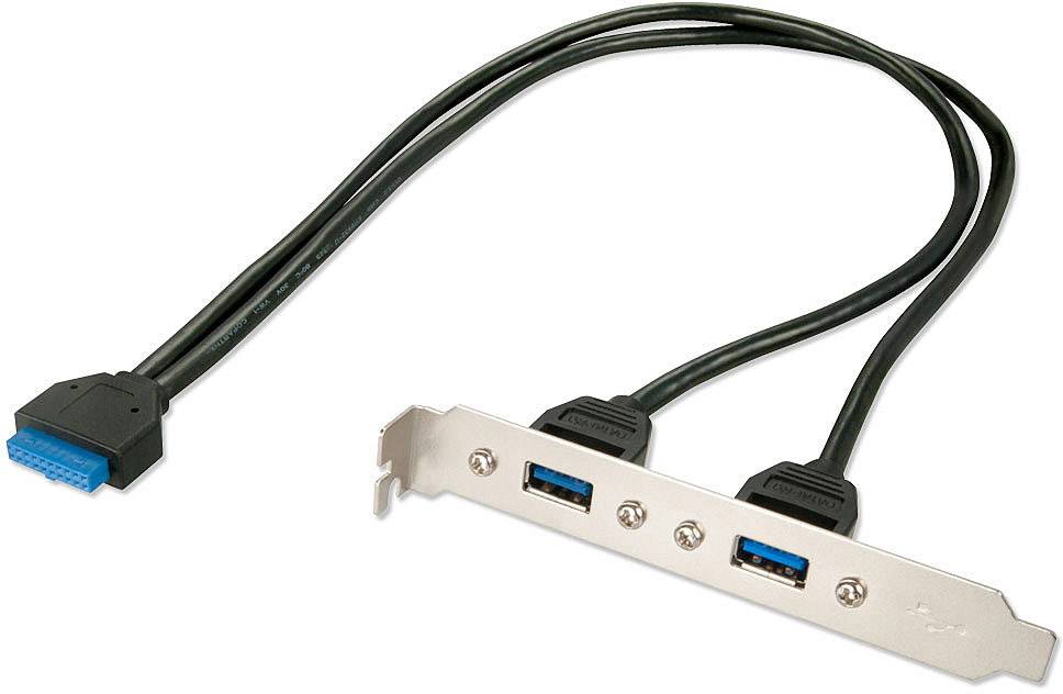 Lindy USB 3.0 Slotblechadapter, 2 x USB 3.0 Typ A Kupplung