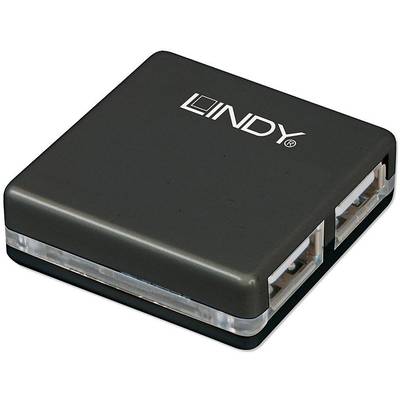 LINDY LINDY USB 2.0 Mini Hub 4 Port, 4x4cm 4 Port USB 2.0-Hub  Schwarz