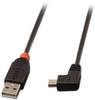 LINDY USB-Kabel USB 2.0 USB-A Stecker, USB-Mini-B Stecker 1.00 m Schwarz 90° nach rechts gewinkelt 31971