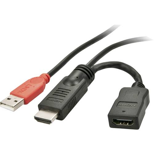 Thumbnail - LINDY HDMI Direktstromversorgungskabel HDMI-A Stecker, USB-A Stecker, HDMI-A Buchse 0.15 m Schwarz 41080 HDMI-Kabel