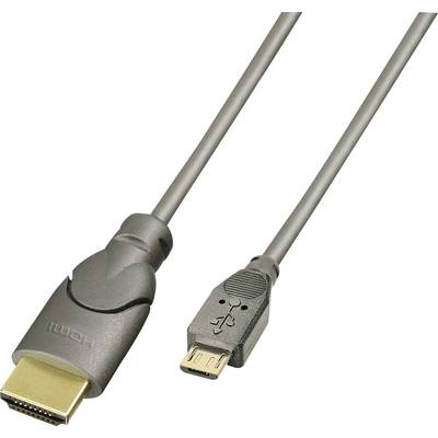 LINDY Handy Kabel [1x USB 2.0 Stecker Micro-B - 1x HDMI-Stecker] 0.50 m  
