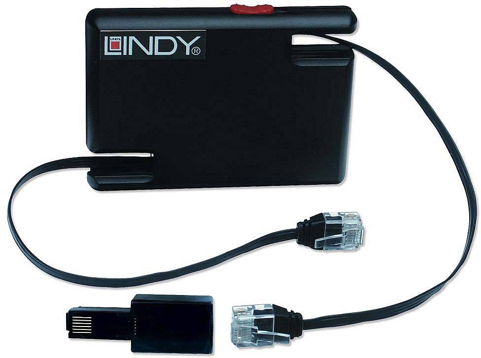 Lindy 44995 Aufrollbares RJ45 Cat.5 UTP Kabel mit 2x RJ11/12 Adapter