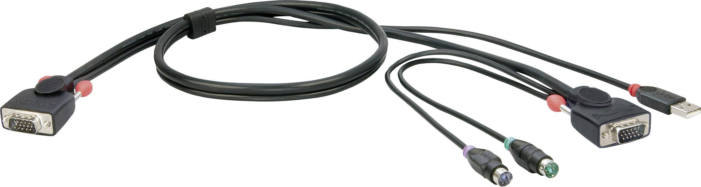 Lindy Combo Series Tastatur- / Video- / Maus- KVM- Kabel HD-15 VGA M bis USB PS/2 M 2 m Daumenschrauben