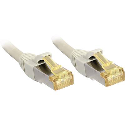 Zwei graue Ethernet-Kabel mit goldfarbenen Steckern nebeneinander liegend.