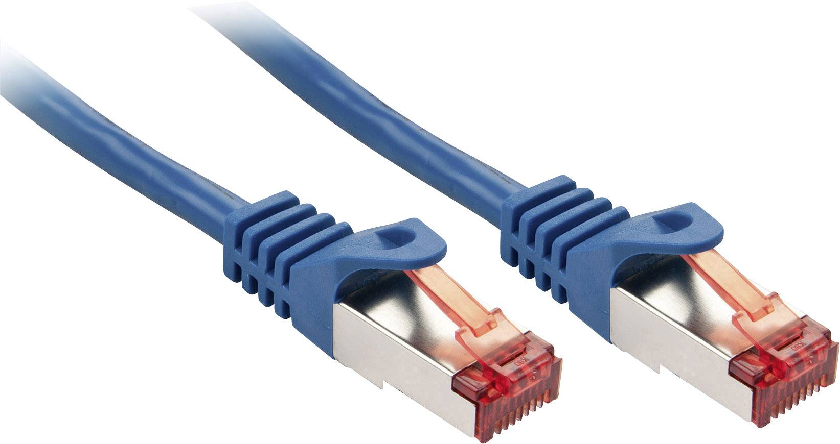 Zwei blaue Ethernet-Kabel mit roten Steckern liegen nebeneinander.