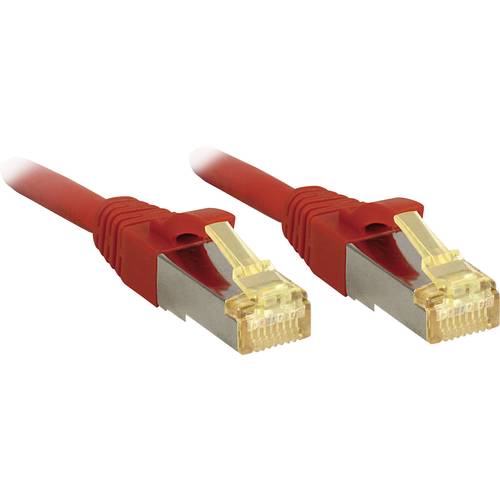 LINDY 47296 RJ45 Netzwerkkabel, Patchkabel CAT 6a (Rohkabel CAT 7) S/FTP 5.00 m Rot mit Rastnasenschutz 1 St.