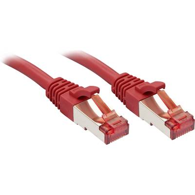 Zwei rote RJ45-Netzwerkkabel mit Kunststoffsteckern, die häufig in Computernetzwerken für Internetverbindungen verwendet werden.