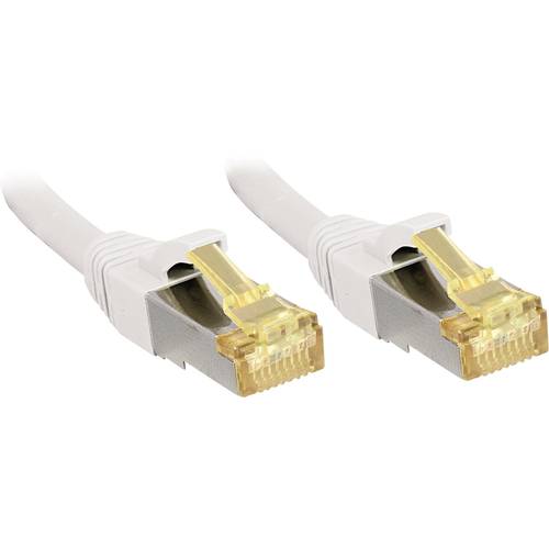 LINDY 47321 RJ45 Netzwerkkabel, Patchkabel CAT 6a (Rohkabel CAT 7) S/FTP 0.50 m Weiß mit Rastnasenschutz 1 St.