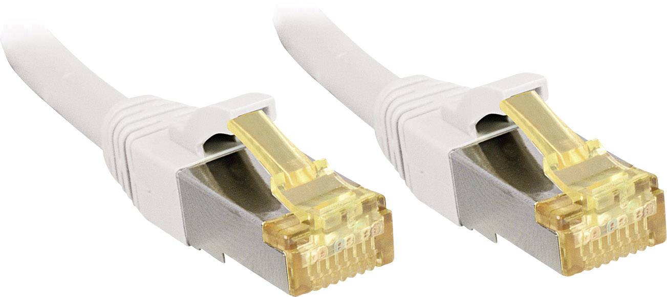 LINDY 47329 RJ45 Netzwerkkabel, Patchkabel CAT 6a (Rohkabel CAT 7) S/FTP 15.00 m Weiß mit Rastnasenschutz 1 St.