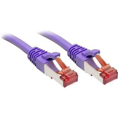 Zwei lila Ethernet-Kabel mit roten Steckern liegen nebeneinander. Sie sind für die Datenübertragung in Netzwerken verwendet.