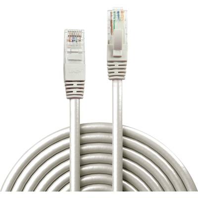 Ein aufgerolltes, graues Ethernet-Kabel mit zwei RJ45-Steckern an den Enden.