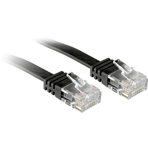 LINDY 47520 RJ45 Netzwerkkabel, Patchkabel CAT 6 U/UTP 0.30 m Schwarz mit Rastnasenschutz 1 St.
