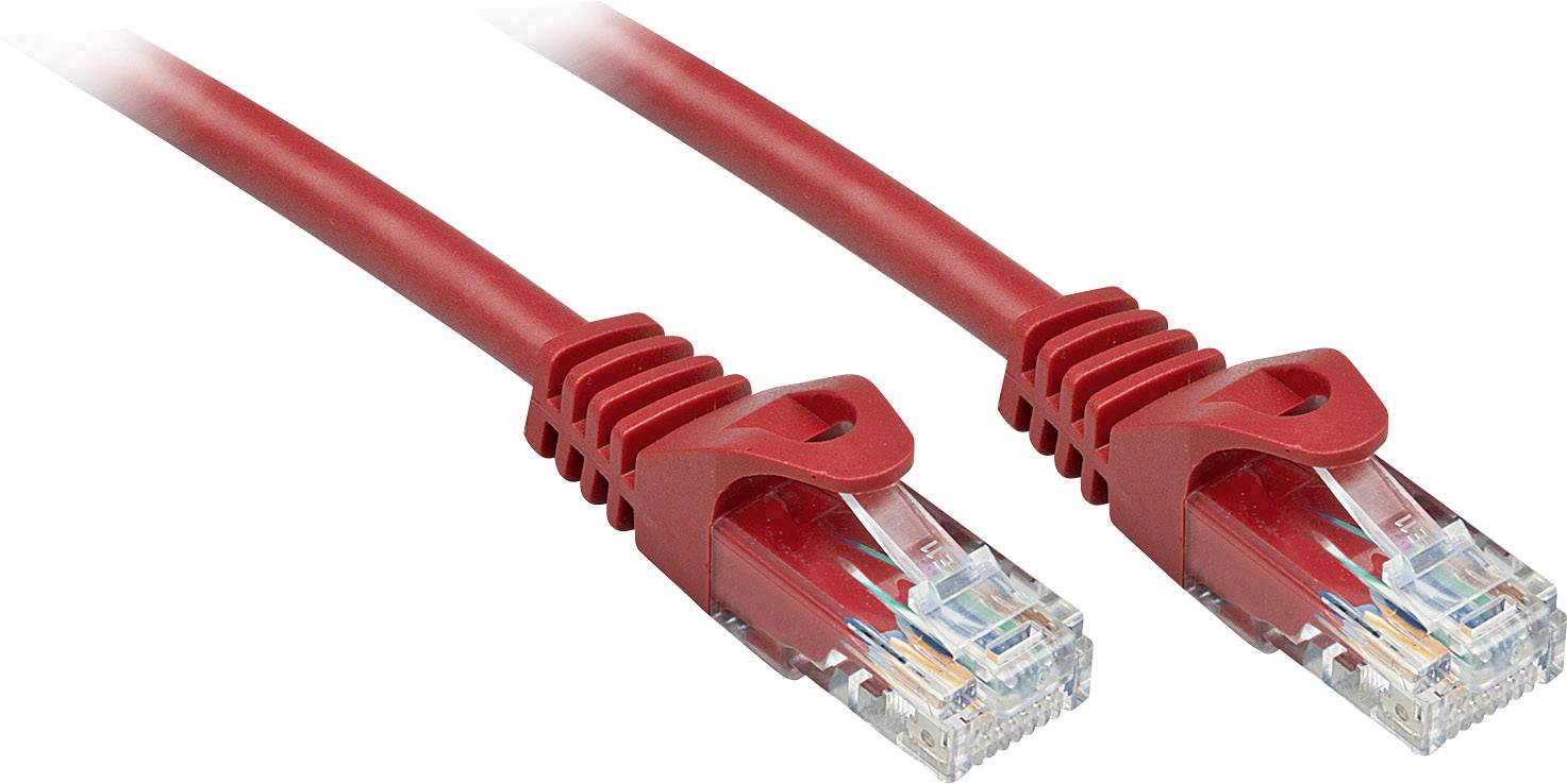 LINDY 48180 RJ45 Patchkabel CAT 6 U/UTP 0.30 m Rot mit Rastnasenschutz 1 St.