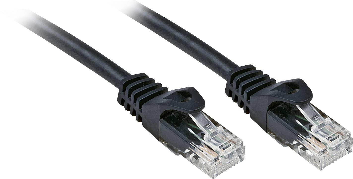 LINDY 48196 RJ45 Netzwerkkabel, Patchkabel CAT 6 U/UTP 7.50 m Schwarz mit Rastnasenschutz 1 St.