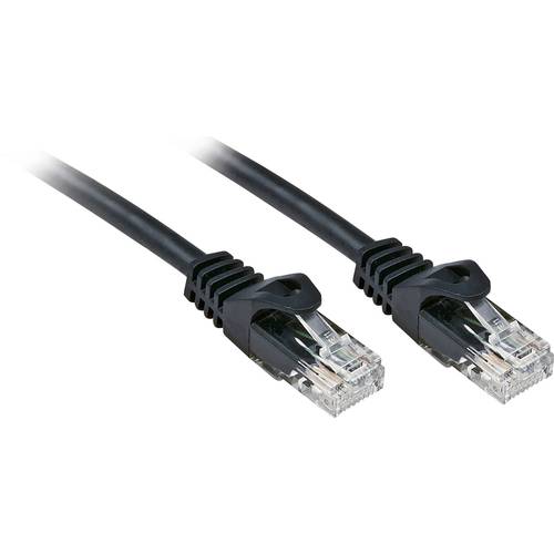 LINDY 48196 RJ45 Netzwerkkabel, Patchkabel CAT 6 U/UTP 7.50 m Schwarz mit Rastnasenschutz 1 St.