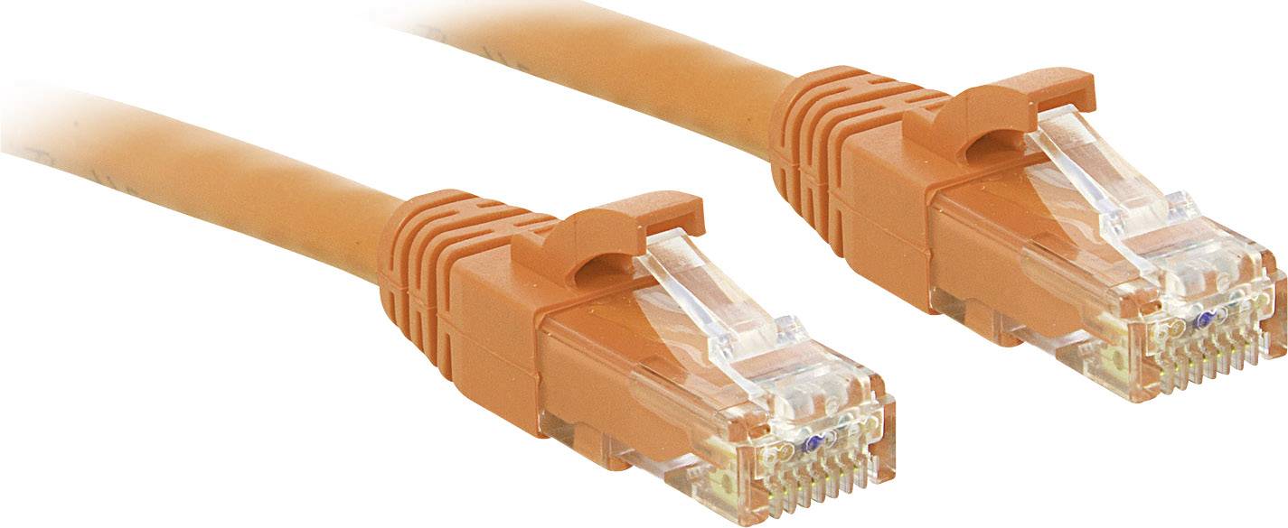 LINDY 48106 RJ45 Netzwerkkabel, Patchkabel CAT 6 U/UTP 0.50 m Orange mit Rastnasenschutz 1 St.