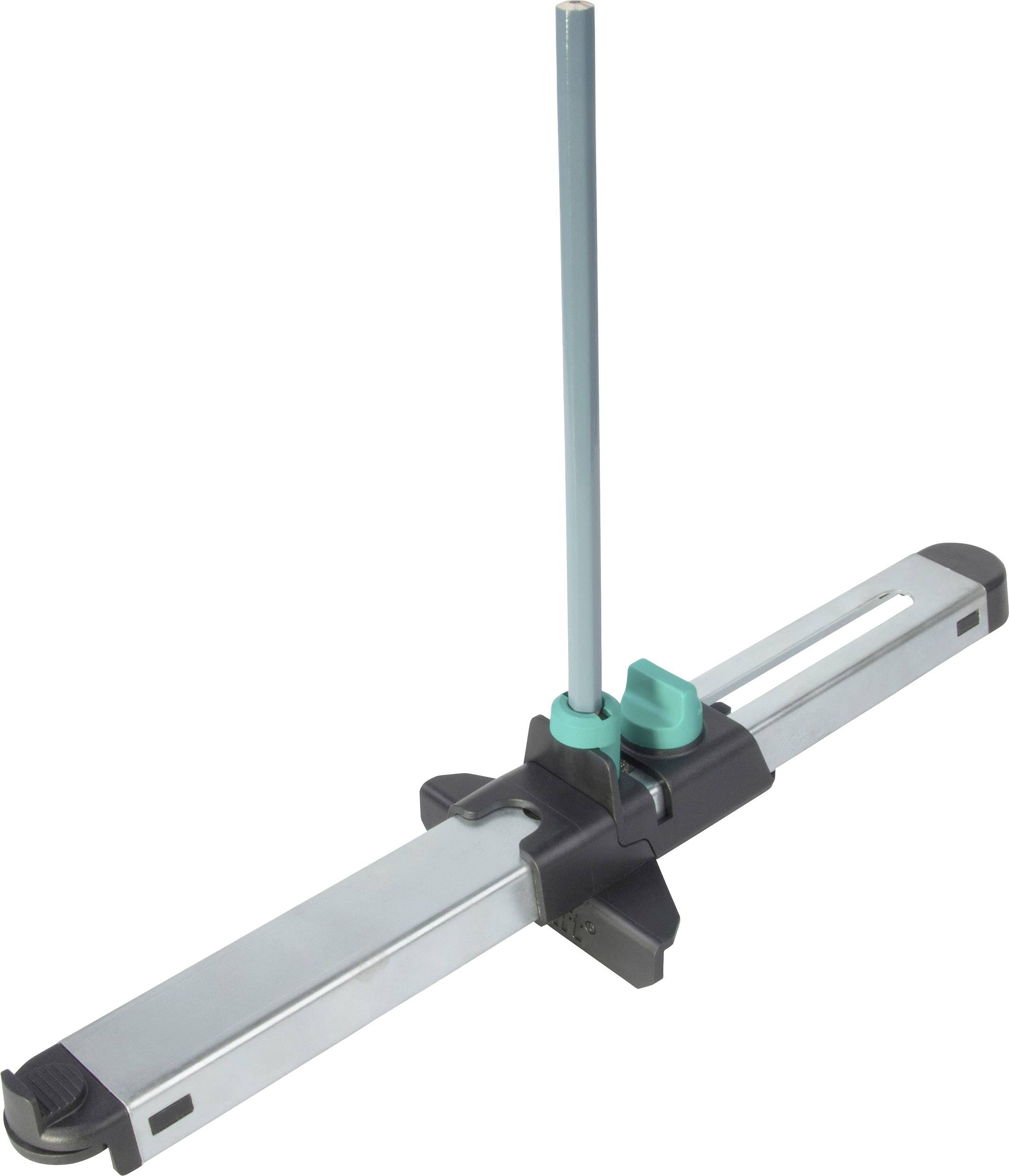 Ein Teleskop-Zirkel mit einer Metallstange und Plastikkomponenten zur Einstellung und Fixierung, hauptsächlich für präzises Messen und Anzeichnen in technischen Zeichnungen.