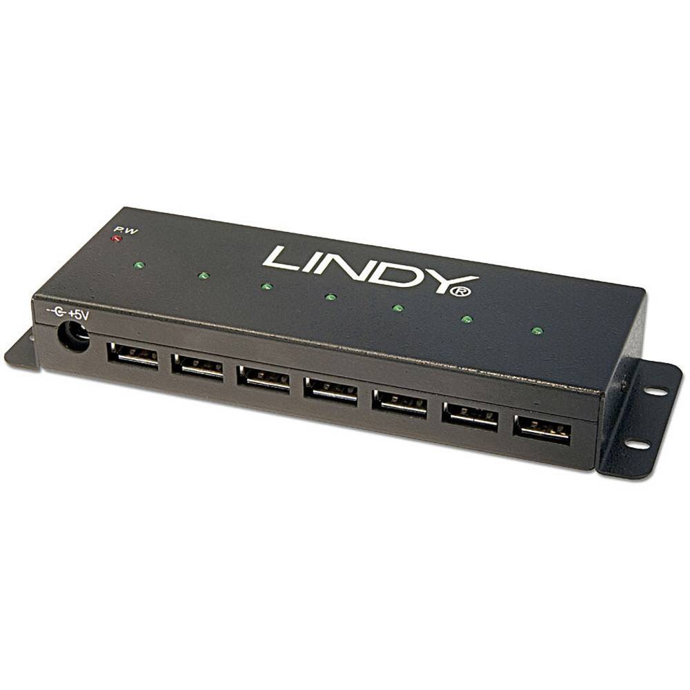 LINDY LINDY USB 2.0 Metall Hub 7 Port USB 2.0-hub 7 poorten Zwart