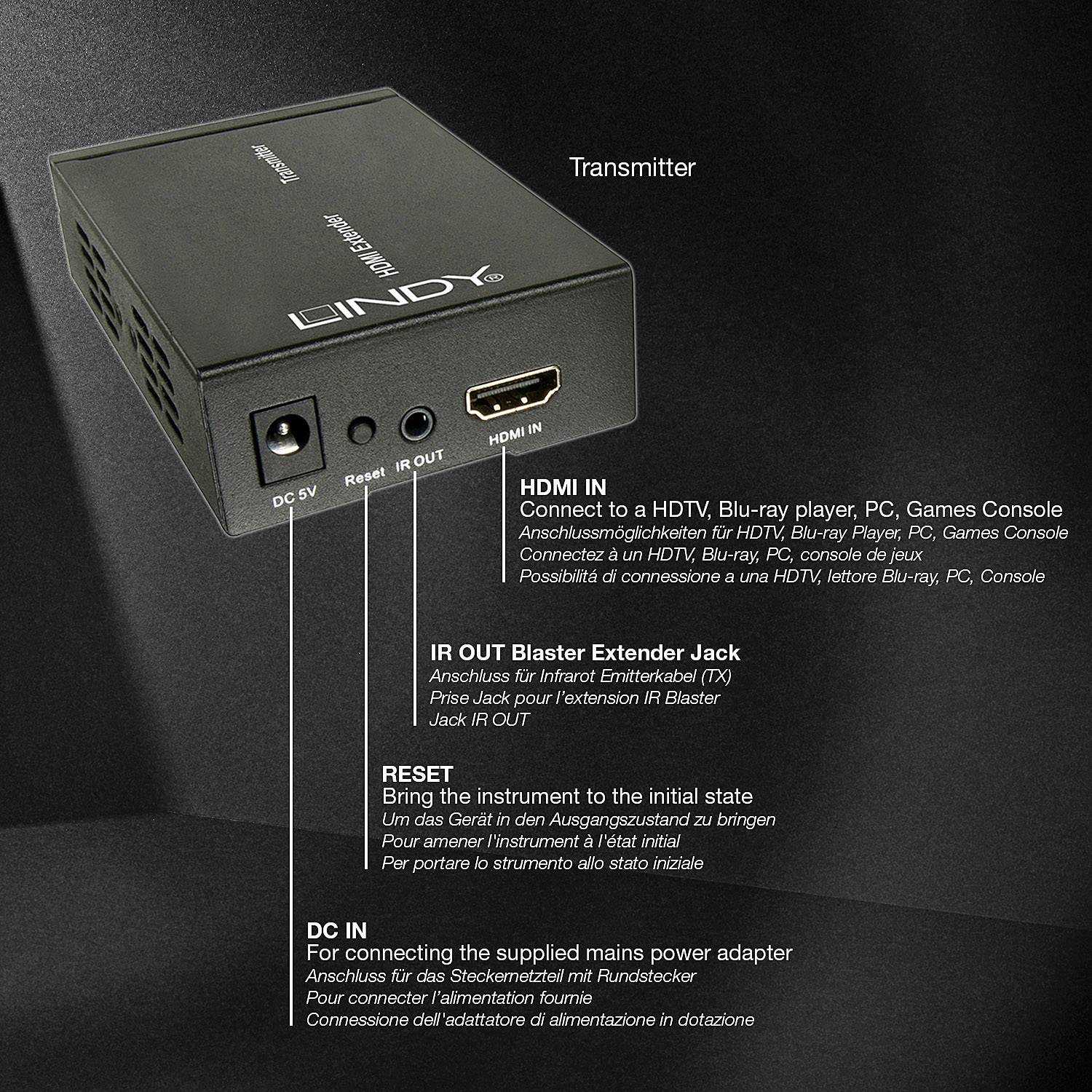 LINDY LINDY HDMI over Ethernet Extender 1080p HDMI Extender über Netzwerkkabel RJ45 100 m-4